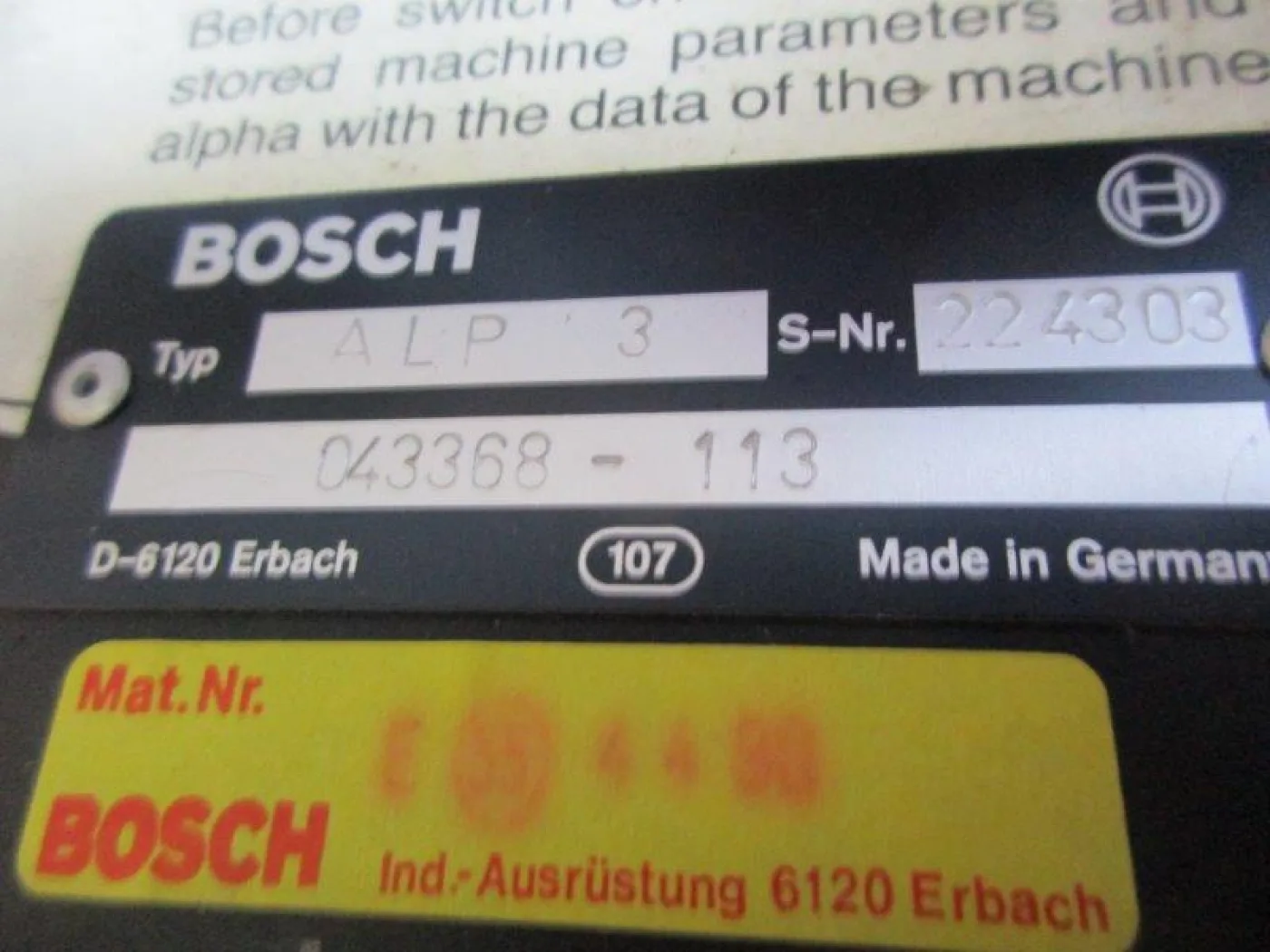 ALPHA 3 BOSCH 1983 - 5