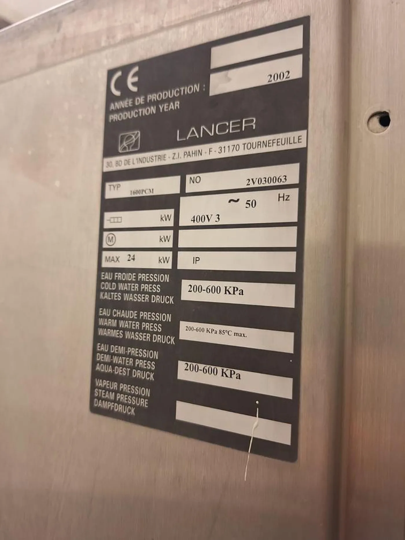 Lancer 1600 PCM Stainless Steel Washer - 2