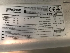Fosters fridge, To take 18" x 30" Tray Size