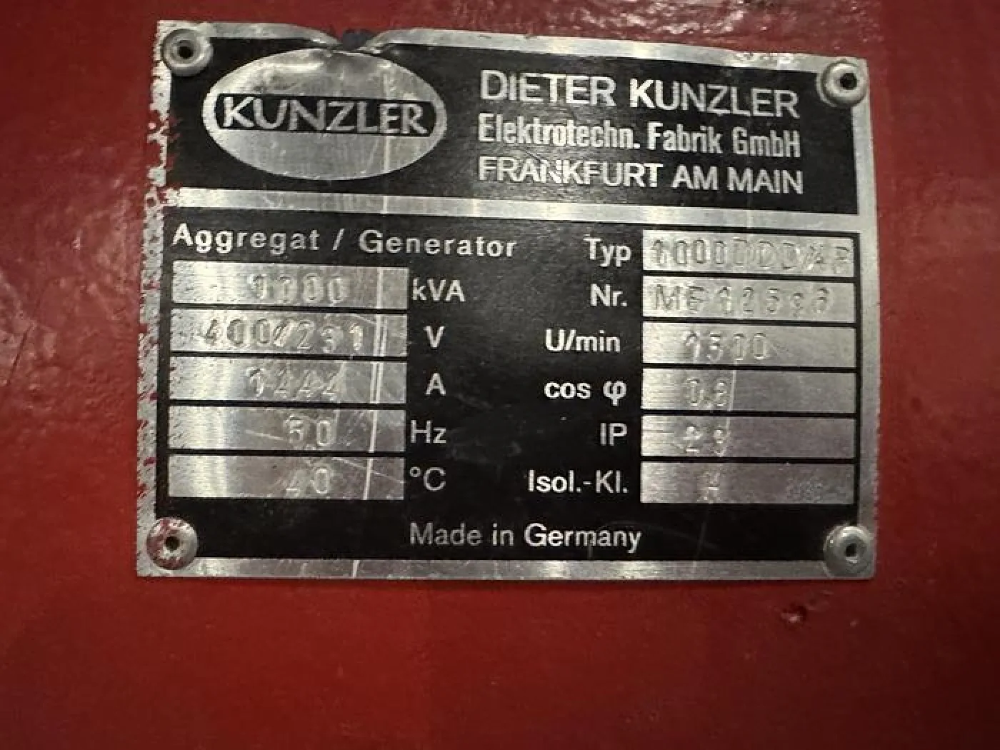 DEUTZ TBD 616-V16 / KUNZLER DIESEL GEN.SET 1000 KVA - 6