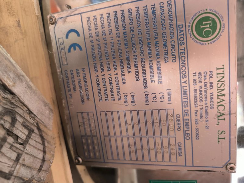REACTOR TINSMACAL STAINLESS STEEL 2000 LITRES WITH JACKET