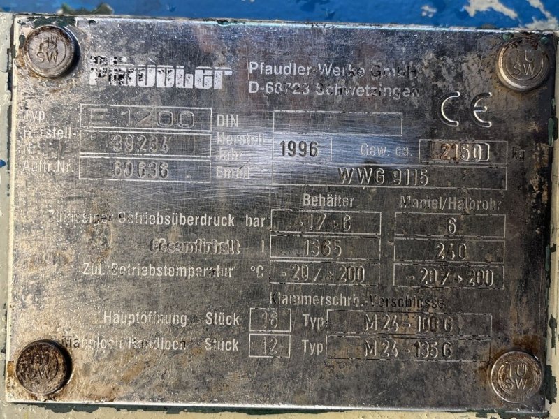 Pfaudler-werke CE1200 - Glass-lined Reactor