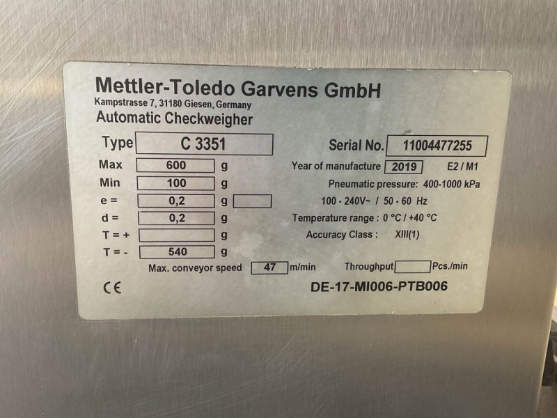 Mettler Toledo C-3351 Checkweigher - Miscellaneous transport