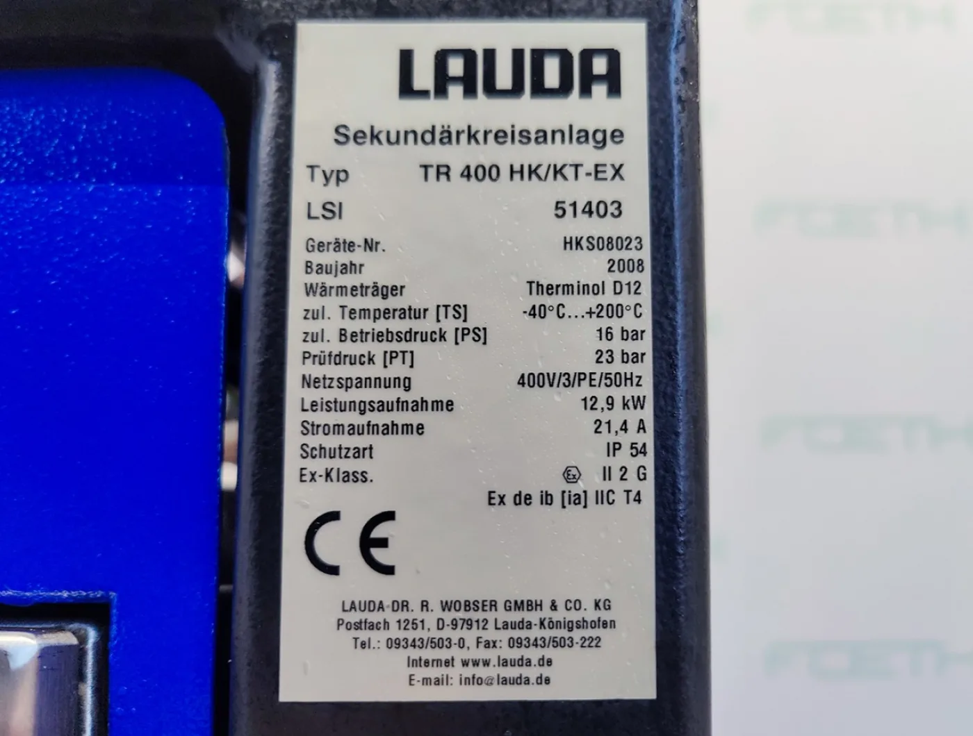 Lauda TR400 HK/KT-EX "secondary circuit system" - Temperature control unit - 6
