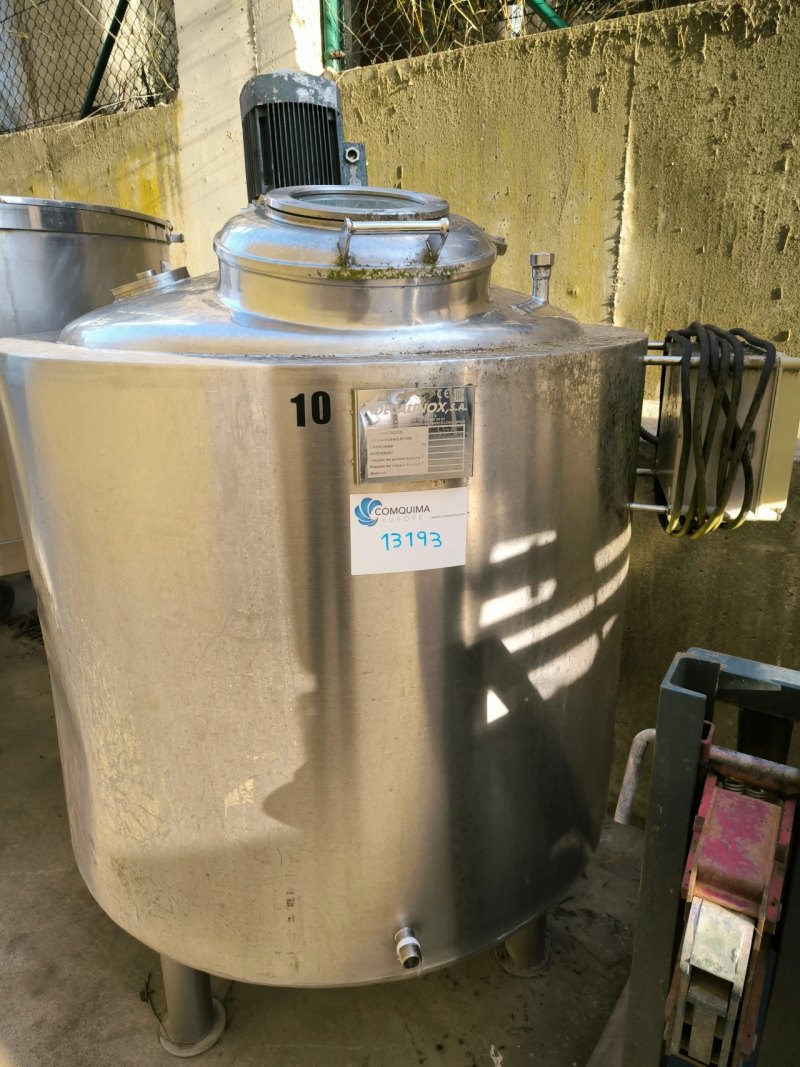 1000 LITRES STAINLESS STEEL 316 TANK WITH AGITATION, JACKET AND HERMETICALLY SEALED
