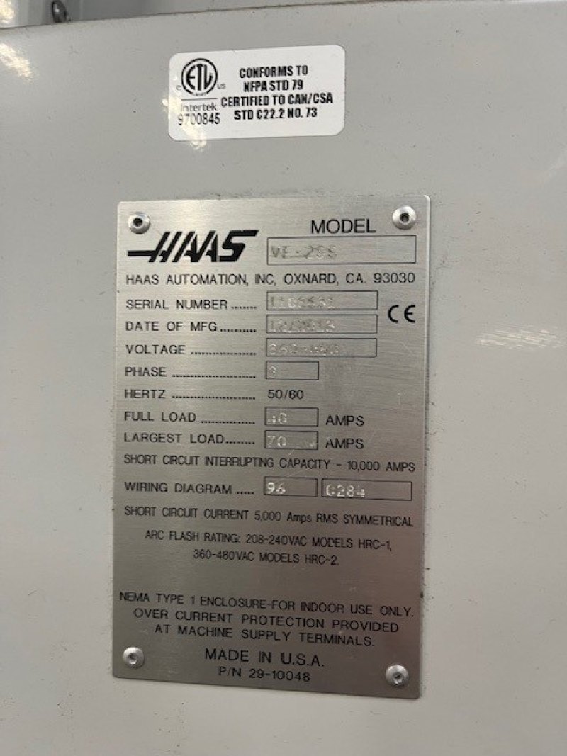 CNC Vertical Machining Center – HAAS VF2SS