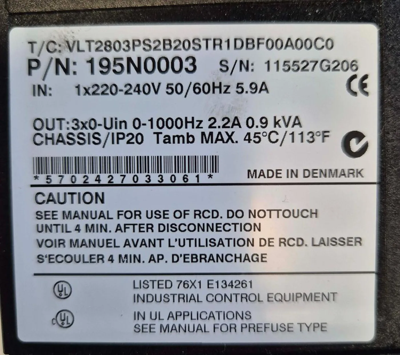 Danfoss Frequenz Umrichter - VLT2803PS2B20STR1DBF00A00C0 - 7