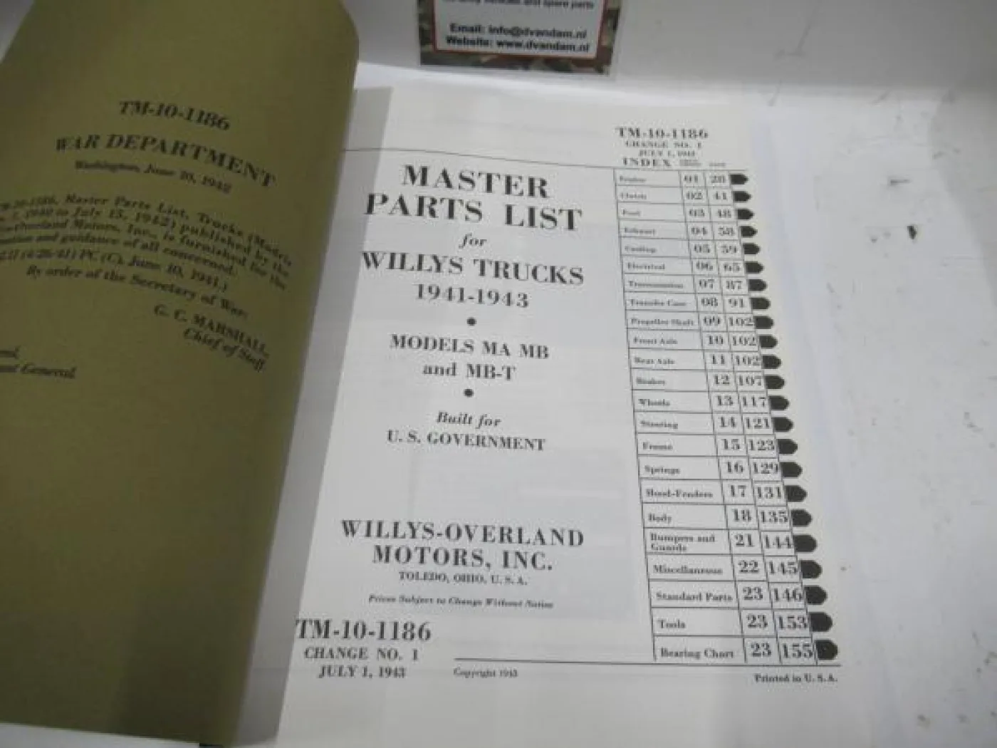 Boek master parts list Willys MB - 3