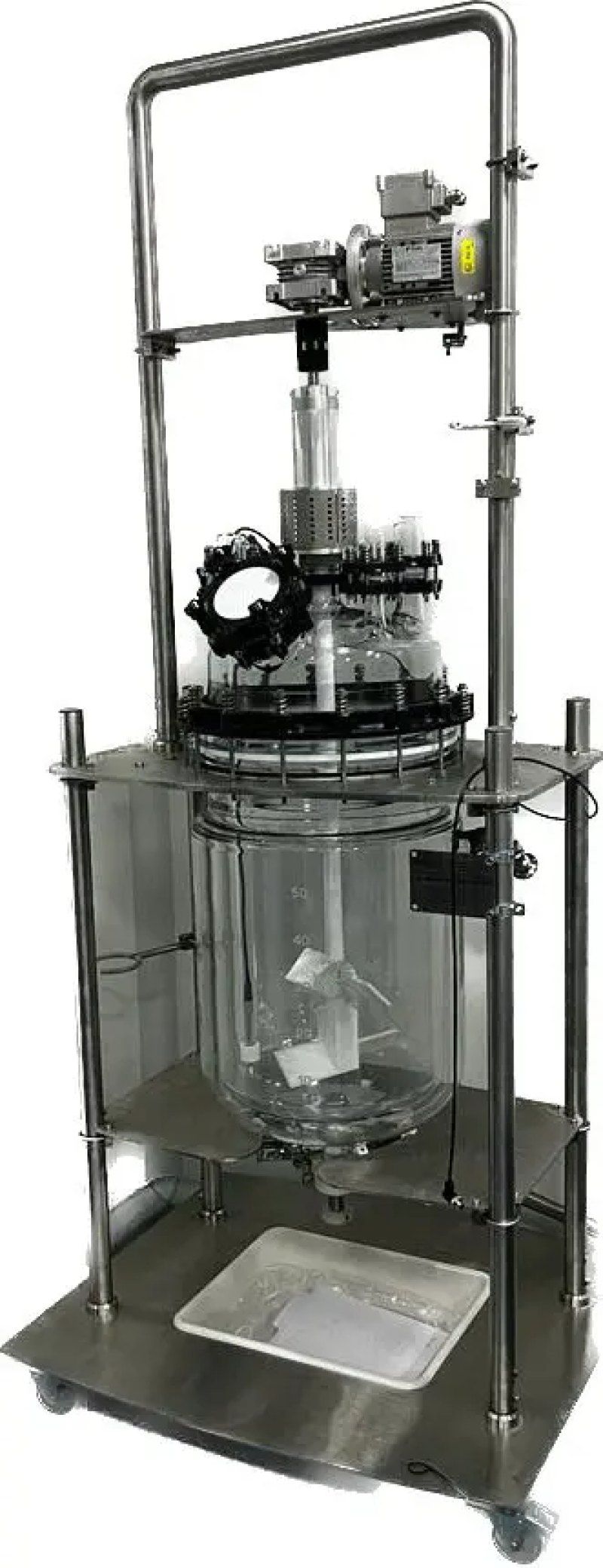 KILOLAB BOROSILICATE GLASS REACTOR 3.3 50 LITERS WITH JACKET AND AGITATION NEW
