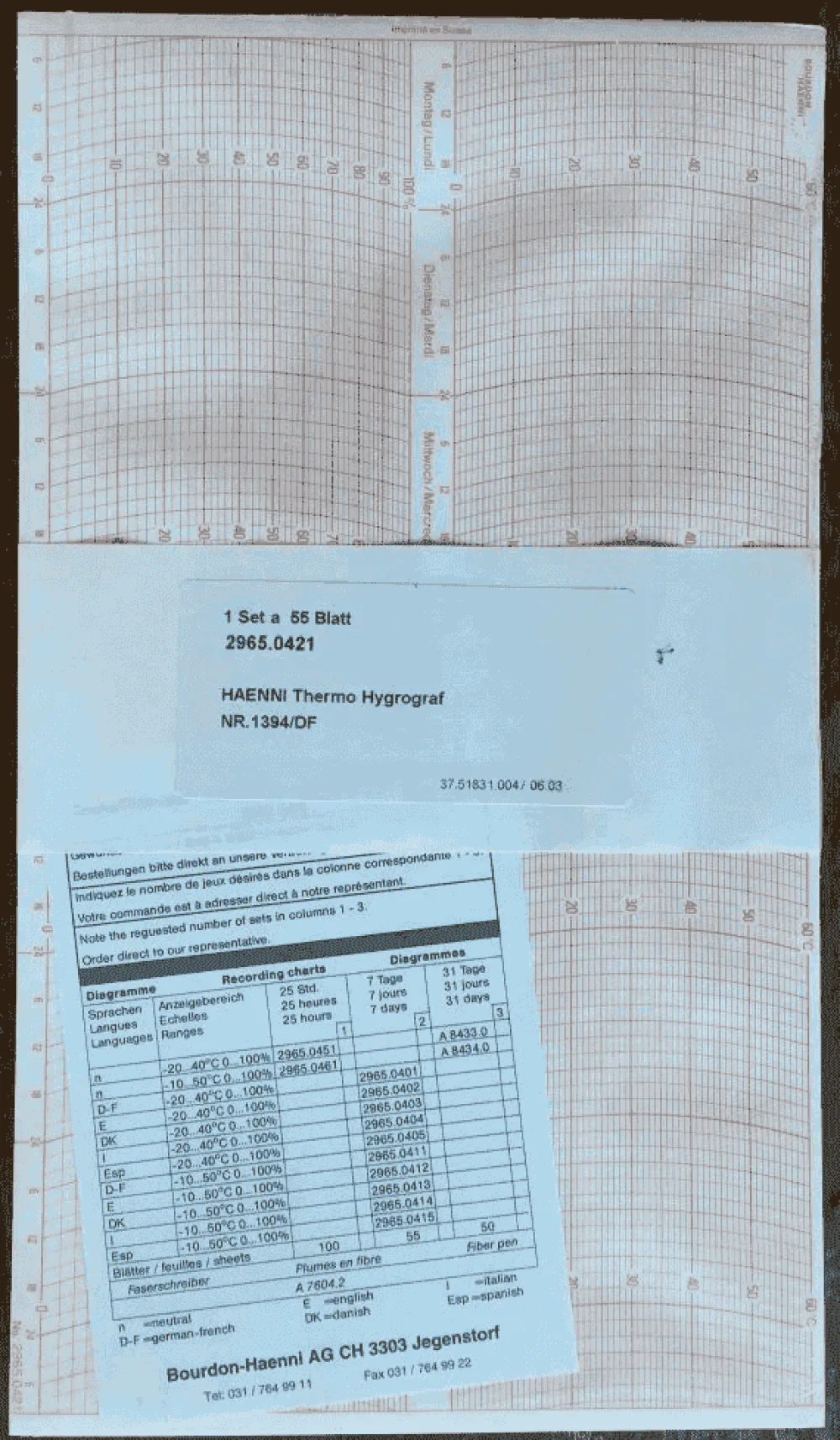 Haenni Thermo Hygrograph Papier