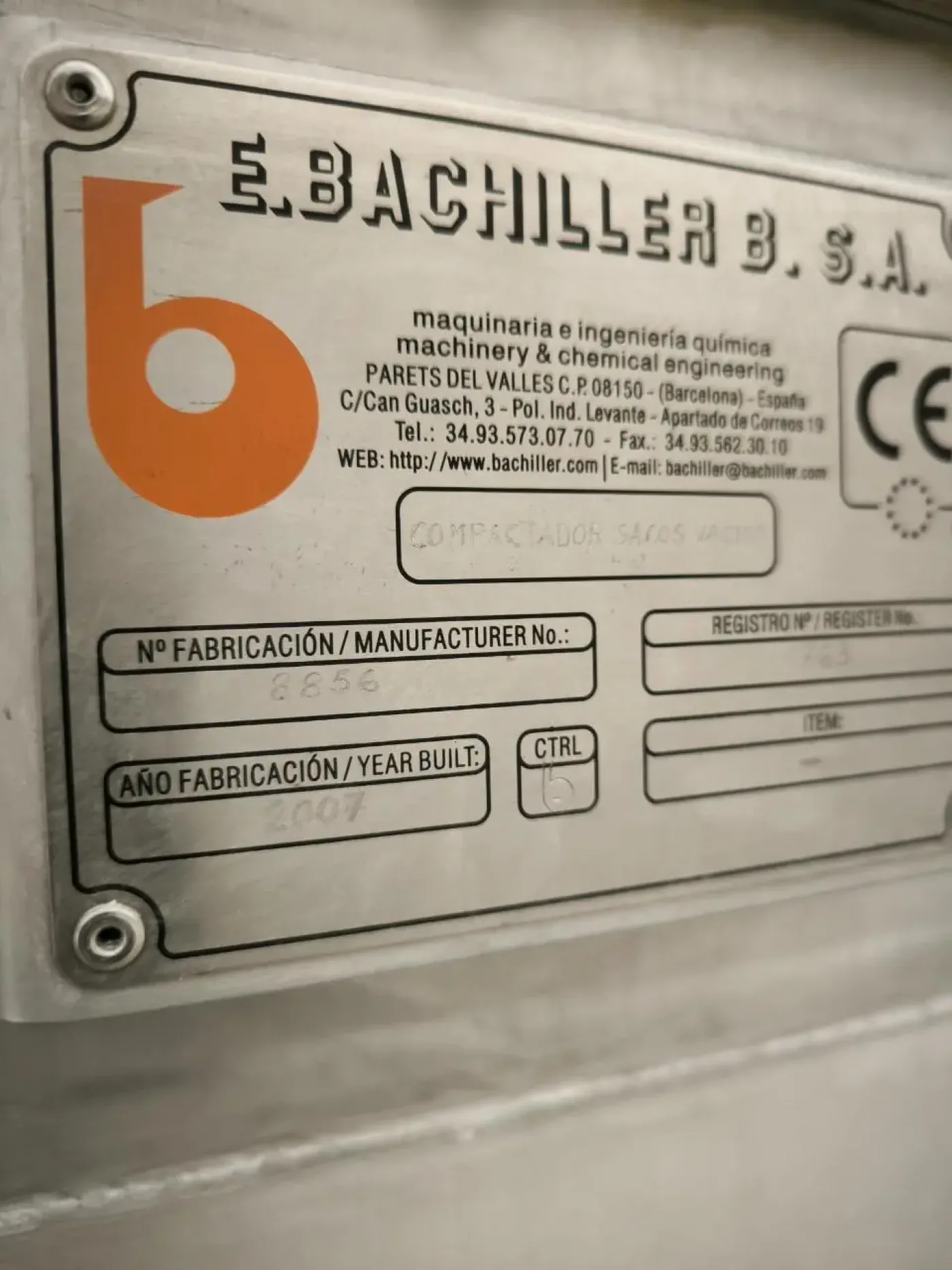 BACHILLER STAINLESS STEEL BAG COMPACTOR - 6