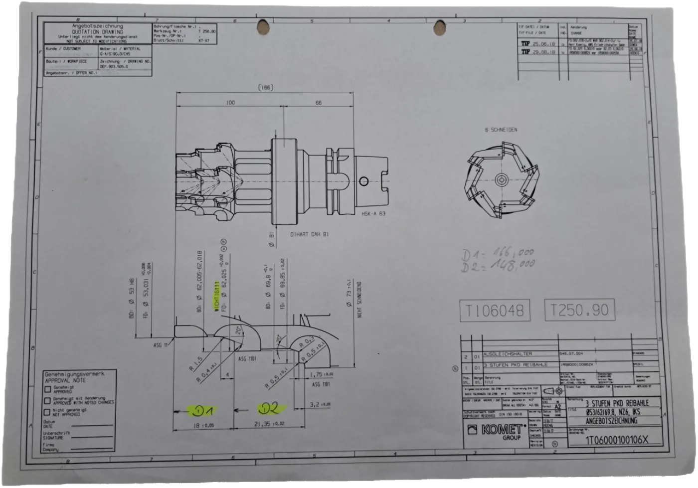 Komet Stufenreibahle D53H8/D62 - 3