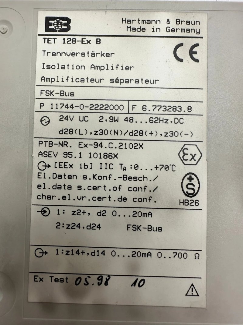 Hartmann+Braun Speisegerät TZN128-EX/HB