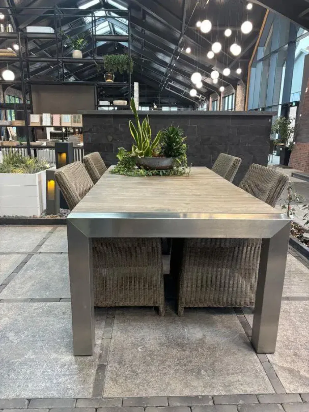 Tuintafel met Keramisch houtlook tafelblad