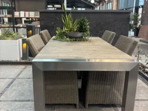 Tuintafel met Keramisch houtlook tafelblad