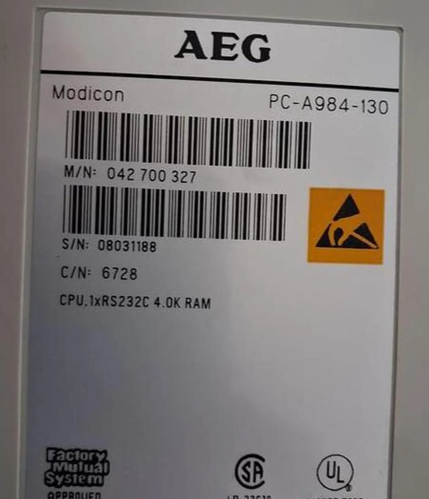 AEG Modicon PC-A984-130 PLC Controller - 8