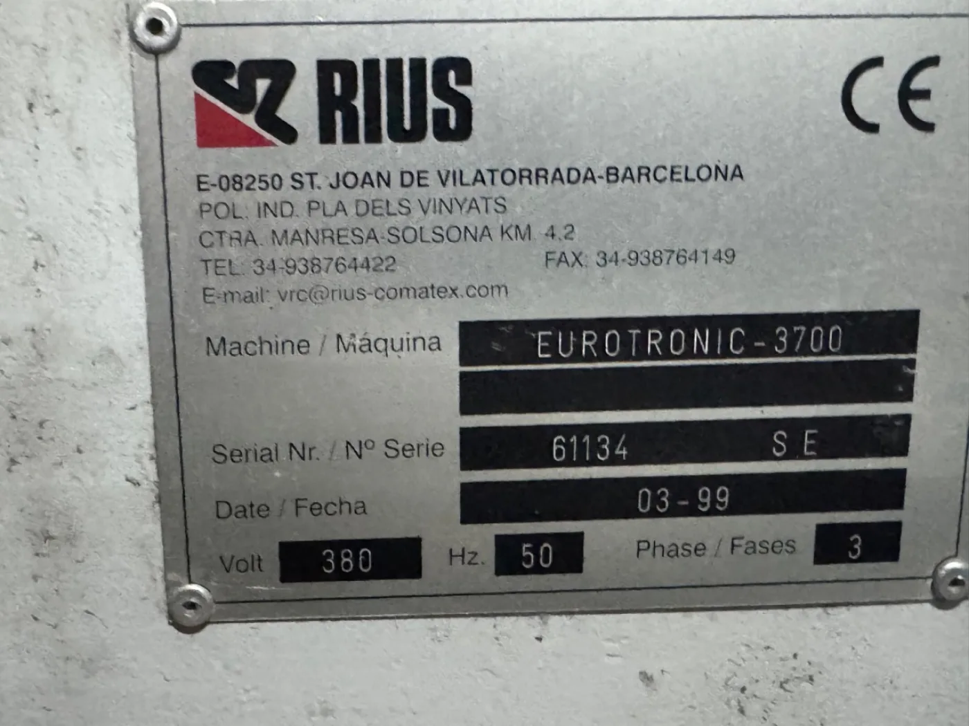 Rius - sectional warper, type Eurotronic-3700 - 6