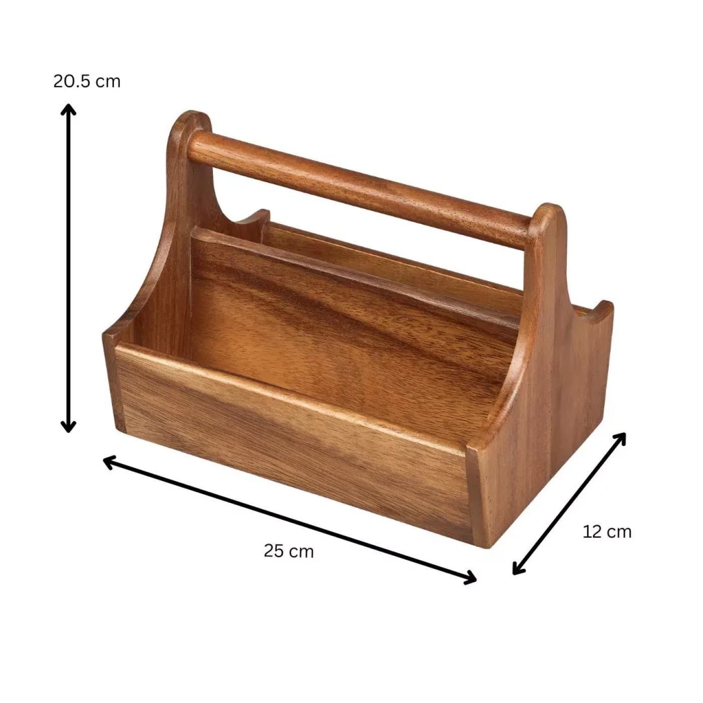 Tala Counter Display Tidy With 2 Compartments And Bar Carry Handle In Lacquered Acacia - islandcatering - 2