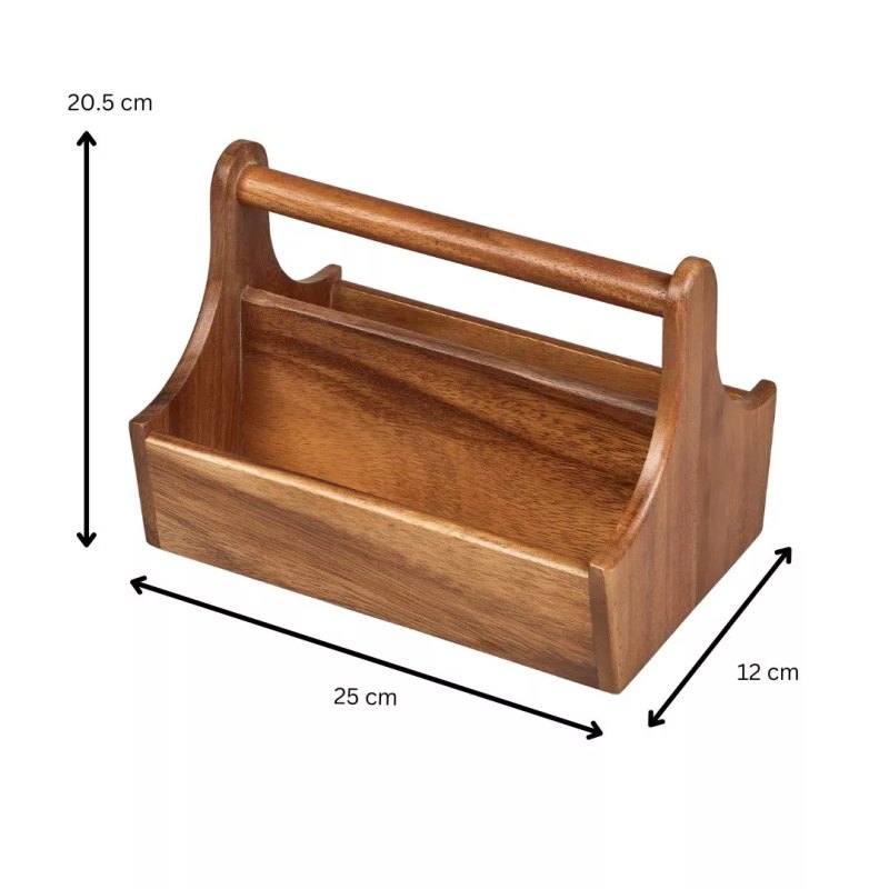 Tala Counter Display Tidy With 2 Compartments And Bar Carry Handle In Lacquered Acacia - islandcatering