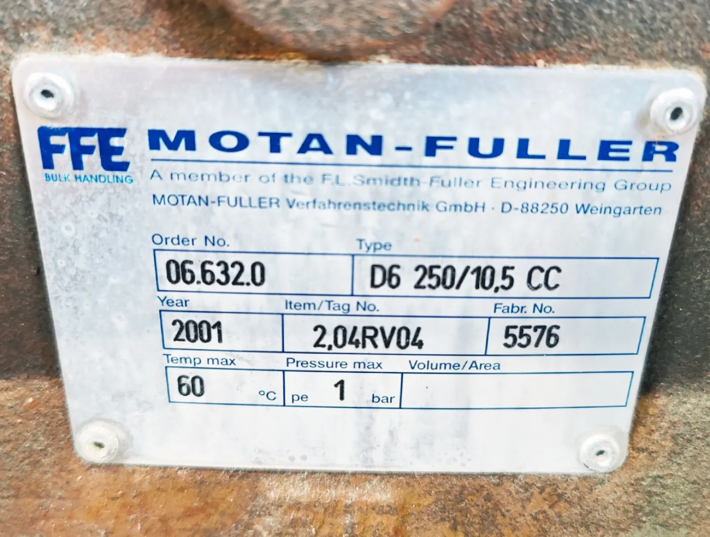 Motan D6320/21.6CC - Rotating valve - 3