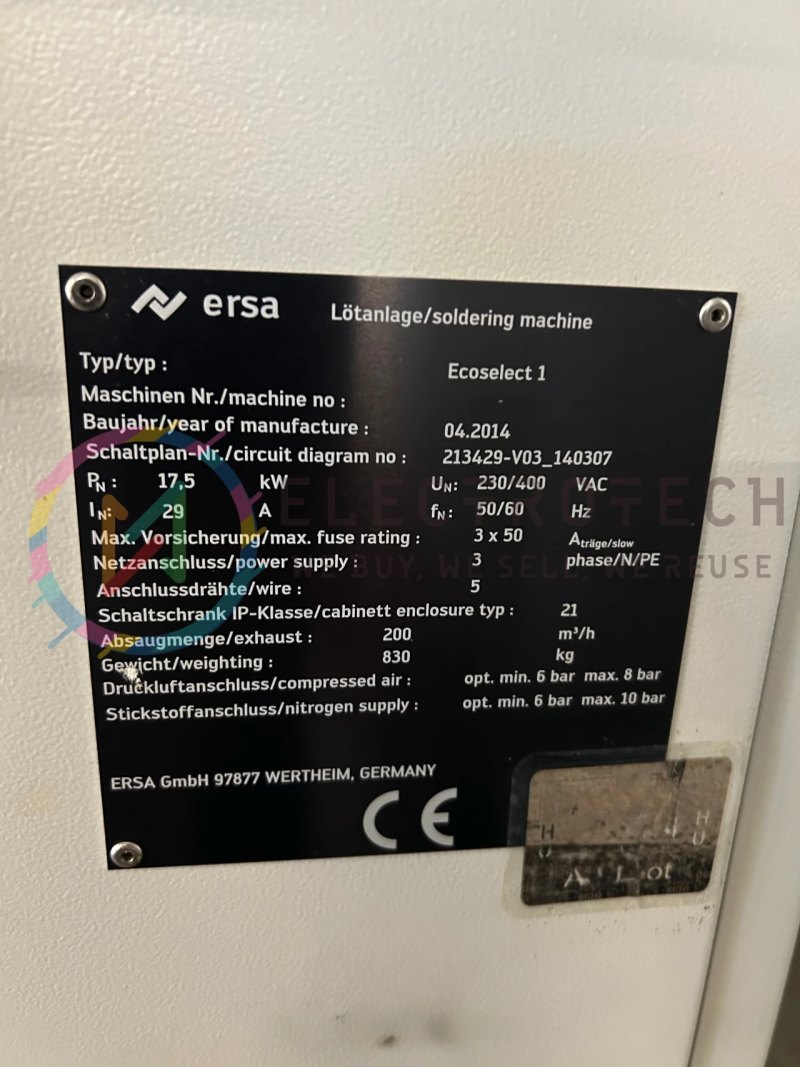 ERSA ECOSELECT 1, vintage 2014, selective soldering unit