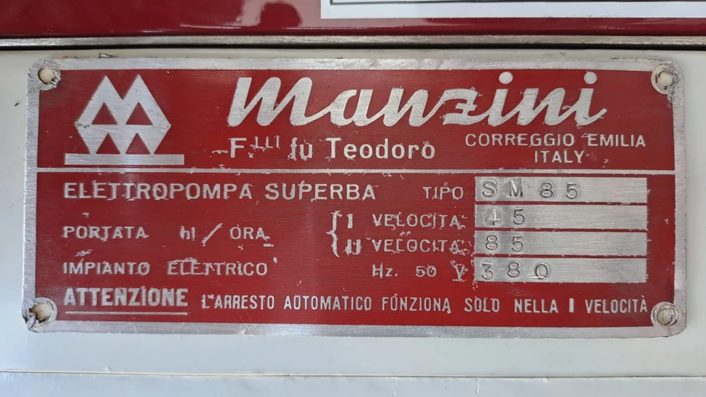 PISTON PUMP MANZINI MOD.85HL, SINGLE-CYLINDER BRONZE BODY PUMP, SECOND-HAND MACHINE - 3