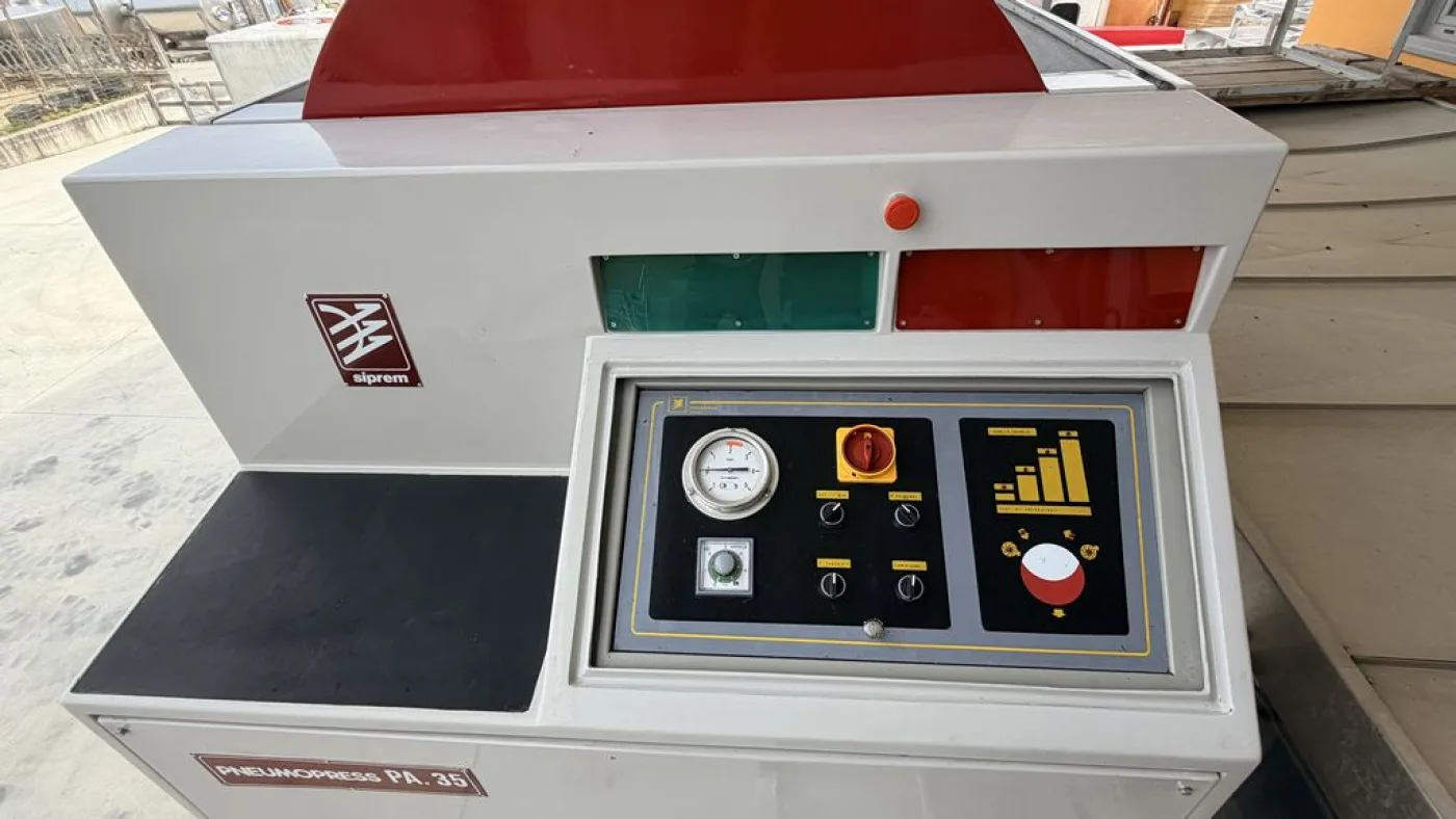 STAINLESS STEEL MEMBRANE PRESS, SIPREM FIRM MODEL PA35, CAPACITY HL 35, OPEN CYLINDER, SECOND HAND MACHINE - 3