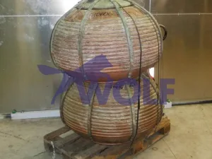 Kupfer-Drageekessel ca. 1050 mm Durchmesser - mit aufgesetzten Kupferheizschlangen.