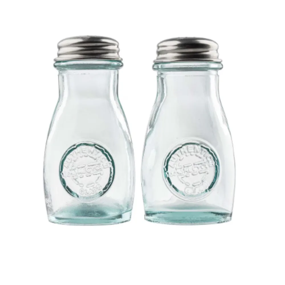 Table Craft 120ml Authentic Collection Salt and Pepper Shakers, Glass with Stainless Steel Tops (163T) x 12 - islandcatering