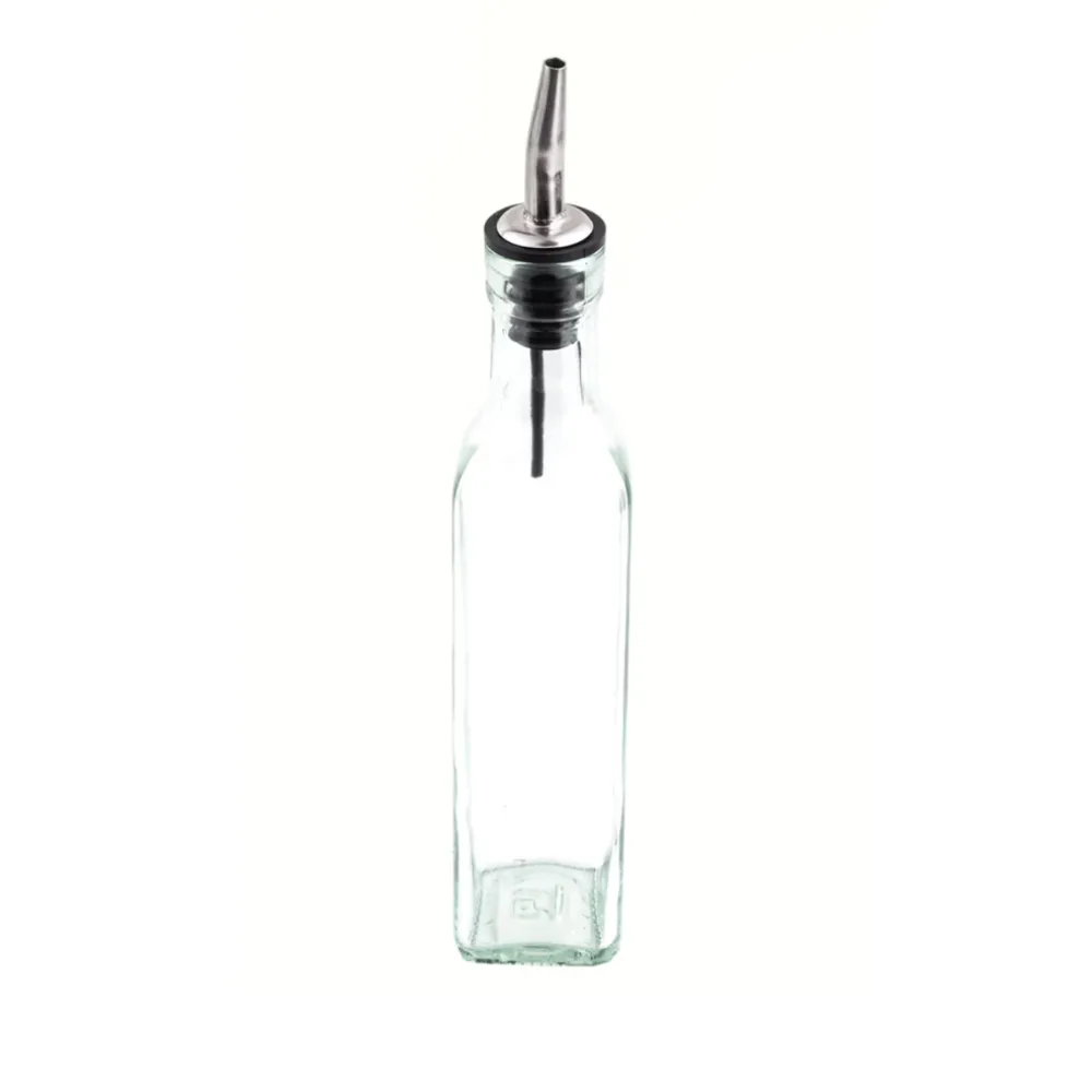 Table Craft 250ml Prima Collection Glass Bottle with Stainless Steel Pourer (599P) x 12 - islandcatering