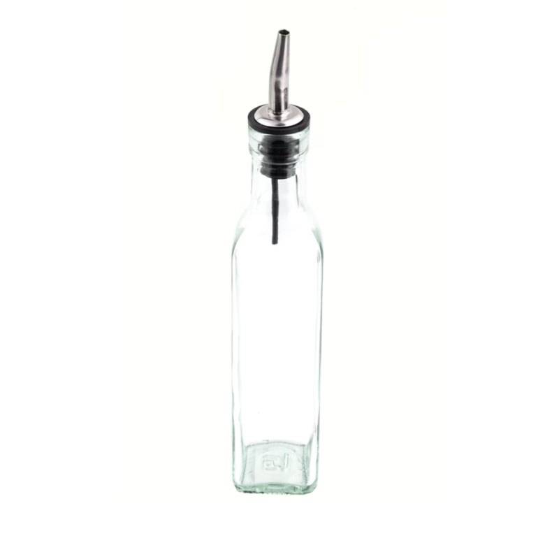 Table Craft 250ml Prima Collection Glass Bottle with Stainless Steel Pourer (599P) x 12 - islandcatering