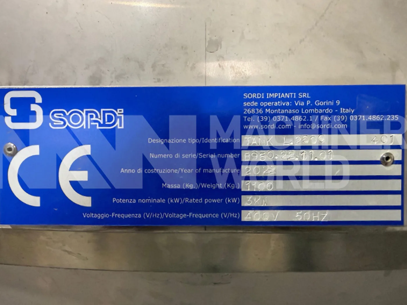 2,500 Ltr Sordi 316 Grade Stainless Steel Jacketed Tank with Sharp Conical Bottom and Scraped Surface Mixer (Year 2022 – NEVER USED) - 4