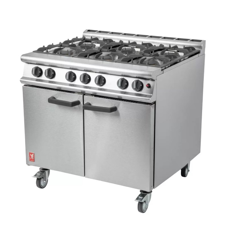 Falcon 6 Burner Dominator Plus Oven Range G3101 Natural Gas with Castors - islandcatering