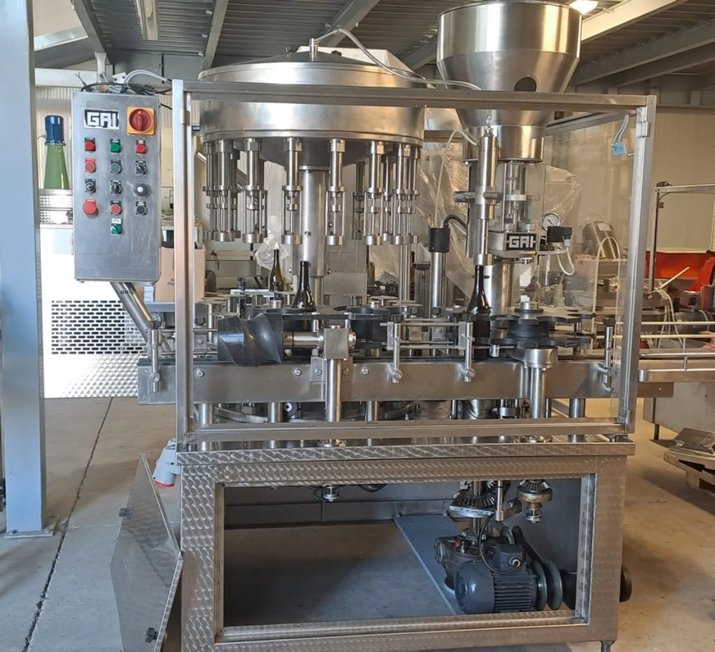MONOBLOCK GAI 16/1 IN STAINLESS STEEL, WITH CONVEYOR BELT AND BOTTLE FINAL PLATE, SECOND-HAND MACHINE - 1