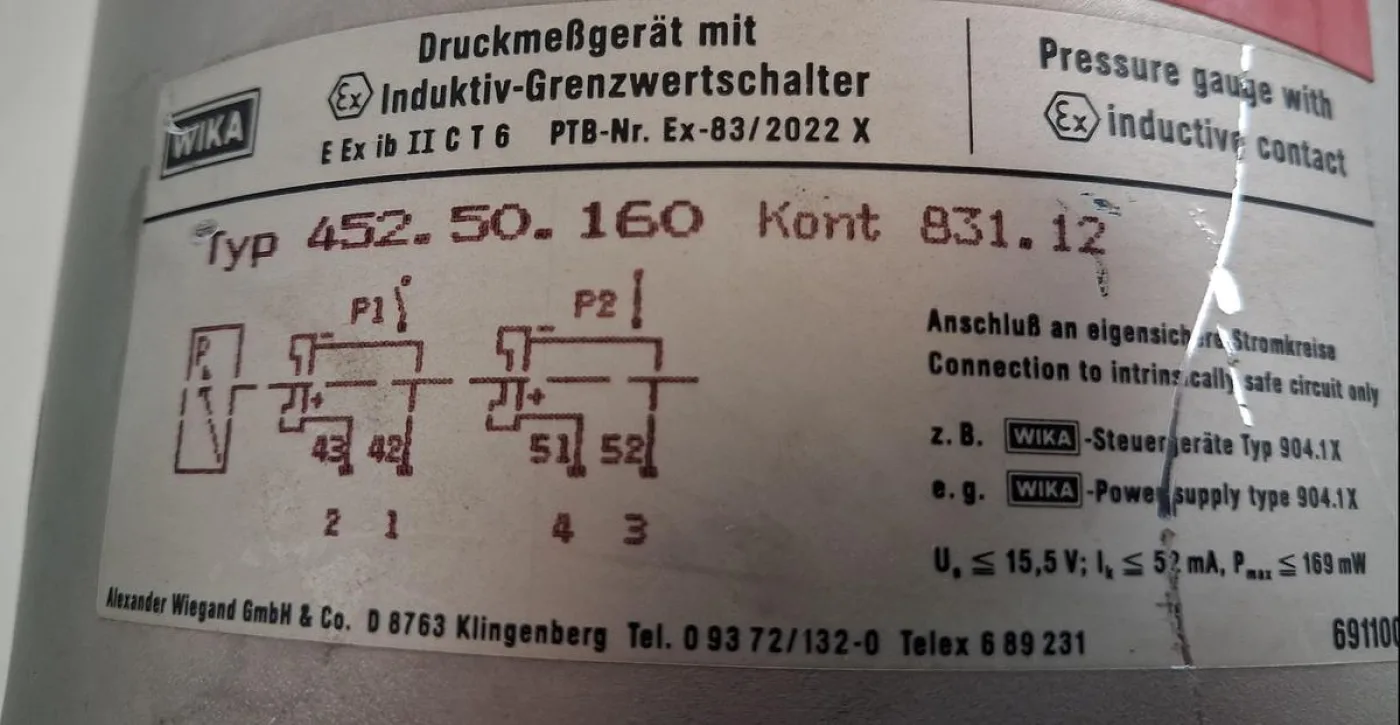 WIKA 452.50.160 Kontaktmanometer mit Grenzwertschalter - 5