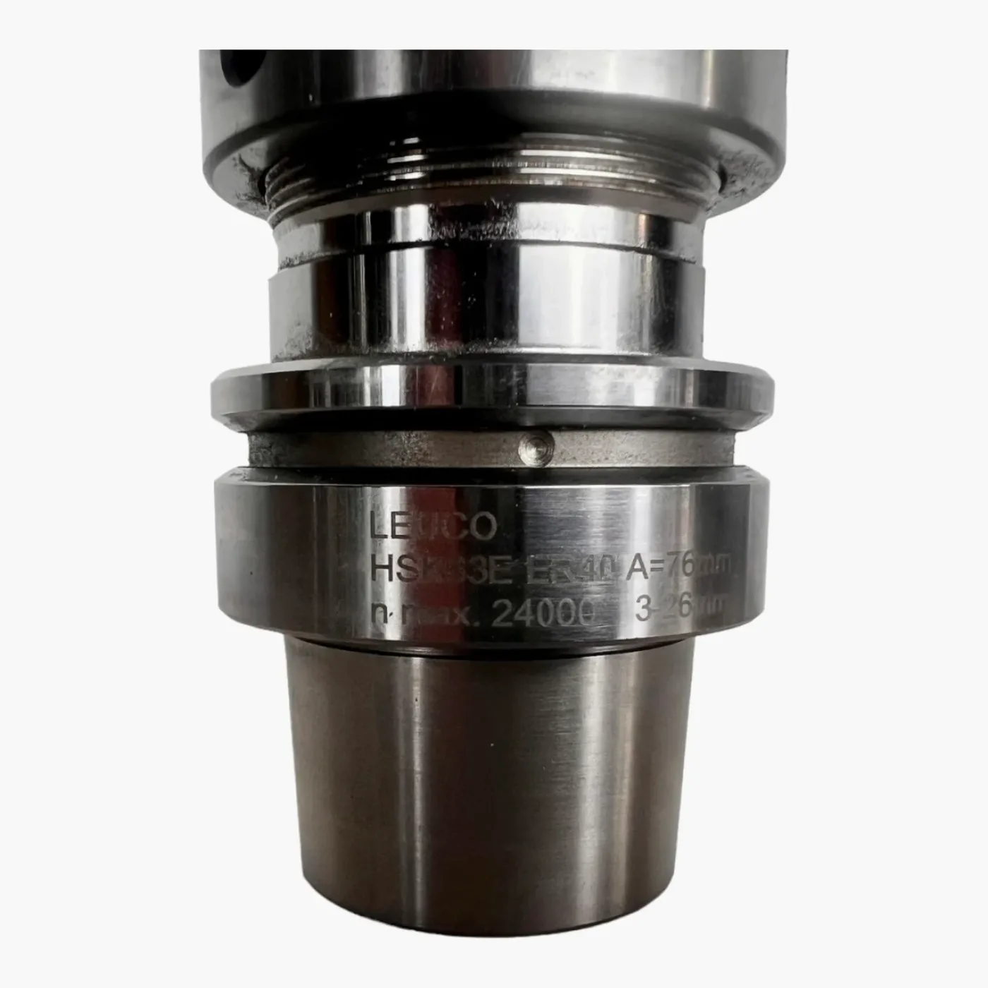 HSK 63 E ER 40 LEUCO Spannzangenfutter A=76 N=24.000 , 3-20 mm mit Fräser 8 mm NL= 38mm mit Beschichtung Art.-Nr. 6340838 - 5