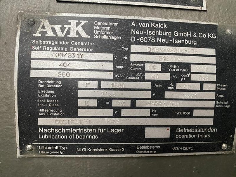 1985 MWM TBD 234-V8 / A.VAN KAICK GEN.SET 280 KVA