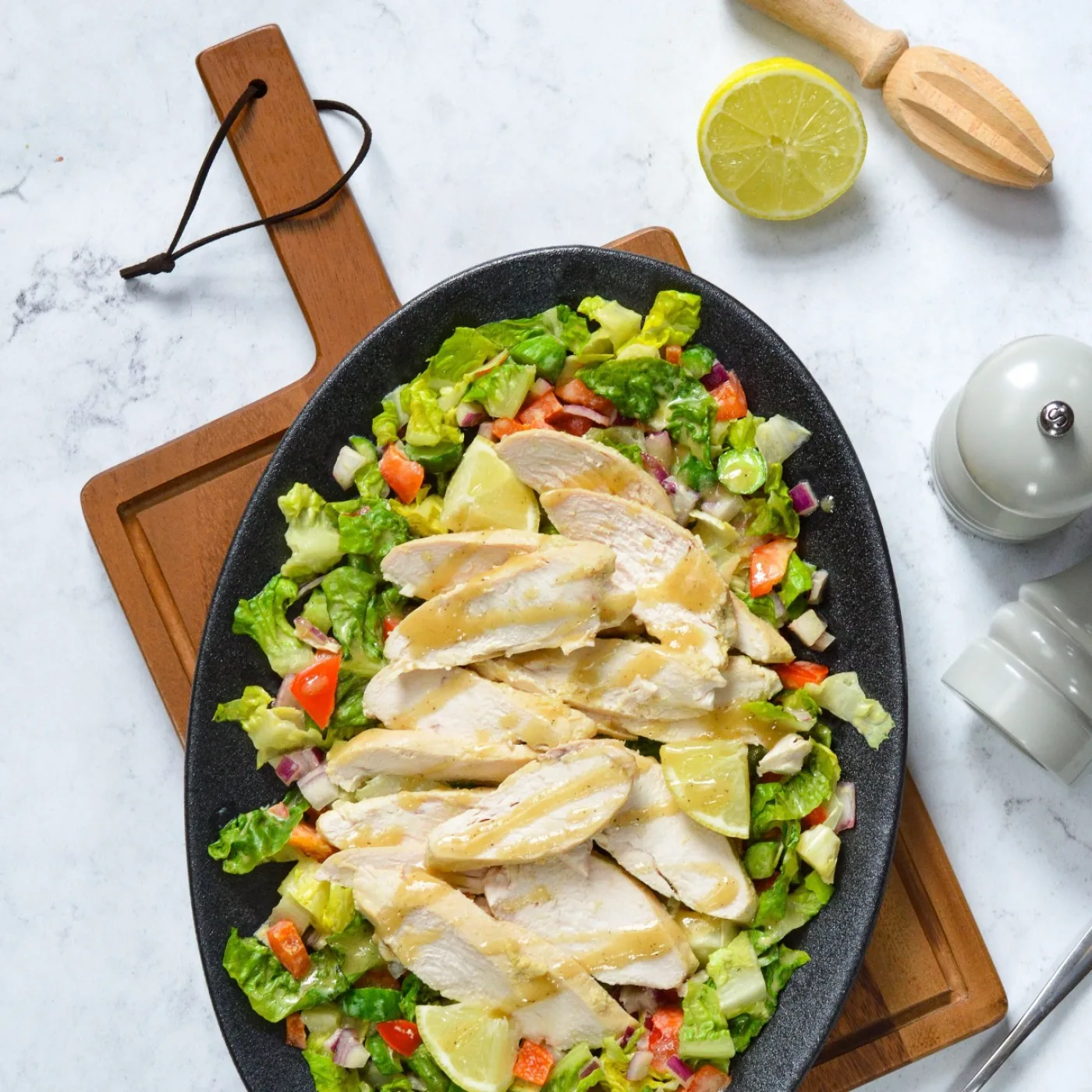 Tala Large Chunky Handled Board w Groove & Leather Tie in Lacquered Acacia - islandcatering - 3