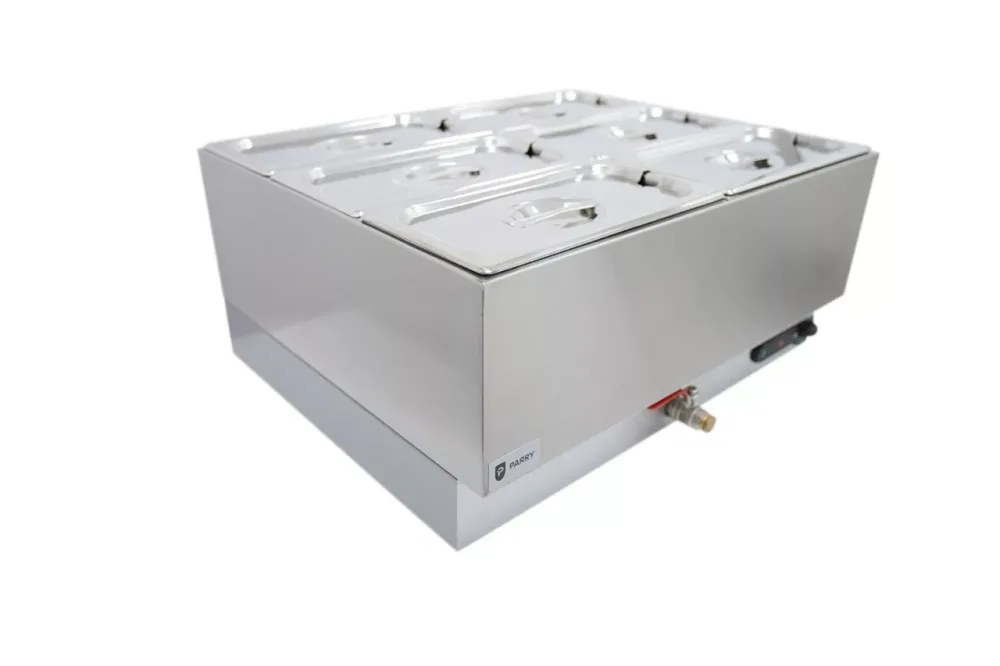 Parry Hot Hold 1985 electric bain marie wet with drain 6 x 1]3 GN. - islandcatering