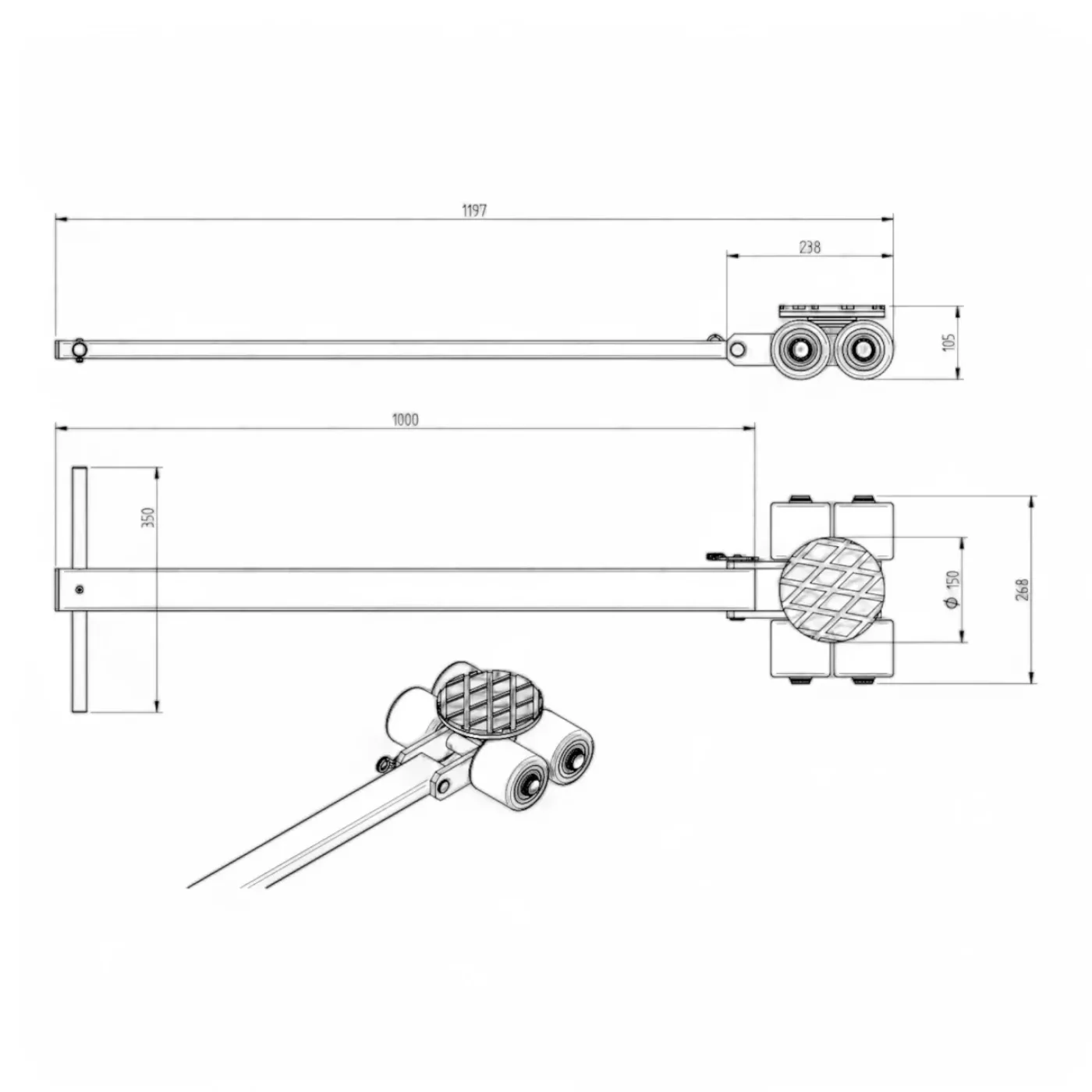 Transportfahrwerk Panzerrollen Set HTS ECO-Skate I30L+S / 6t Traglast Art.-Nr. 10.030.00.10 - 5