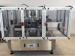 P.E. LABELLING MACHINE MODEL PRATICA 540, 6 LOCKING HEADS, 3 LABELING STATIONS, SECOND-HAND MACHINE