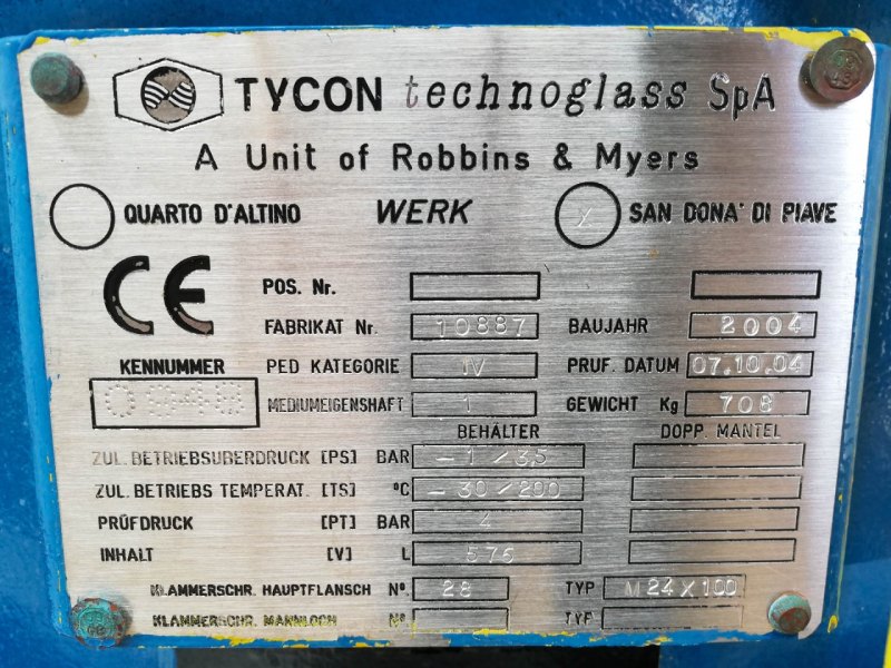 Tycon Italy 500 Ltr. (M24x100) - Pressure vessel