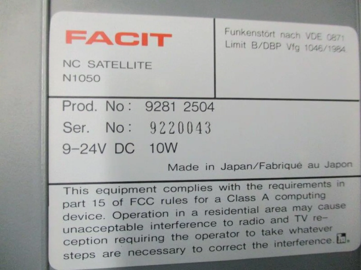 N 1050 FACIT - 4