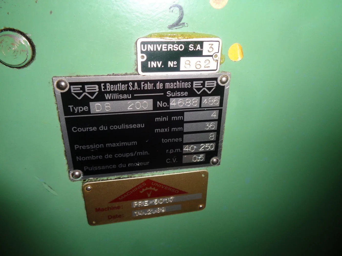 PRESSE EXCENTRIQUE “BEUTLER” D8-200 - 2