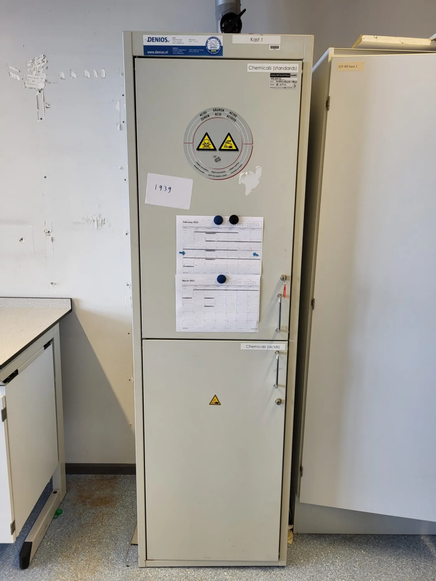 1939 - Used Asecos safety storage cabinet for acids and bases - 1