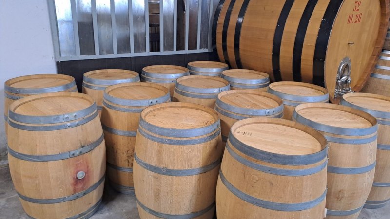 BARRELS IN OAK WOOD CAPACITY LITERS 225/228 OF THIRD-USE USED FOR RED WINE SECOND-HAND EQUIPMENT