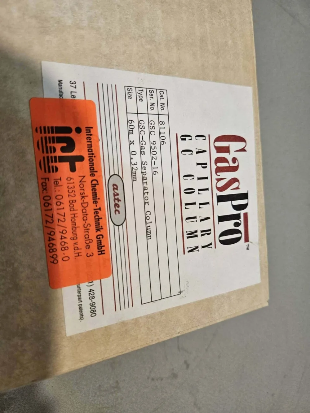 Astec gaspro 60m x 0.32mm gas sep Kolom