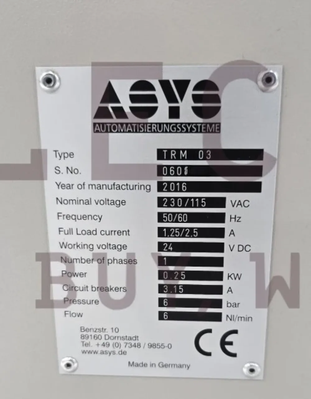 ASYS TRM03 inspection conveyor, vintage 2012&2016