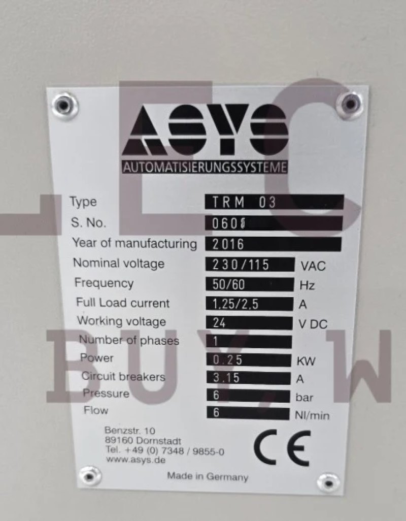 ASYS TRM03 inspection conveyor, vintage 2012&2016