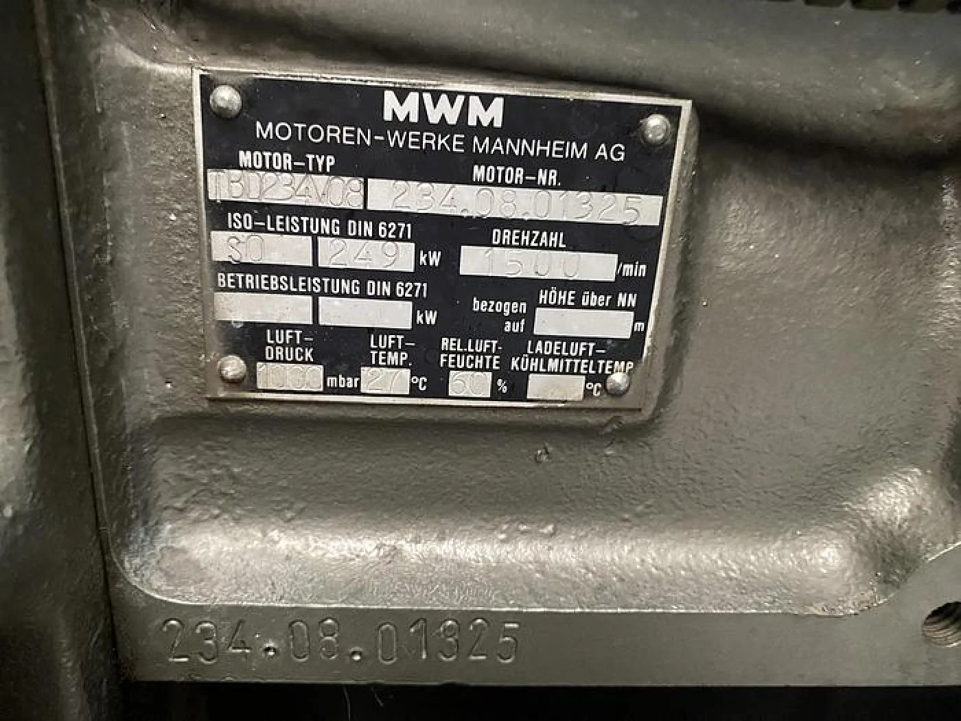 1985 MWM TBD 234-V8 / A.VAN KAICK GEN.SET 280 KVA - 2